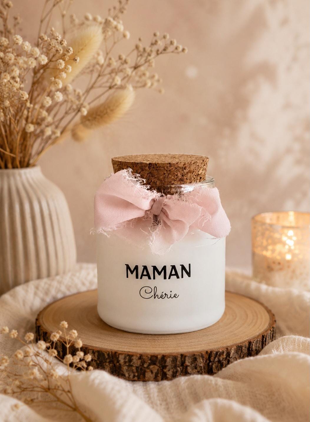 Bougie personnalisée Fête des mères liège 200ml