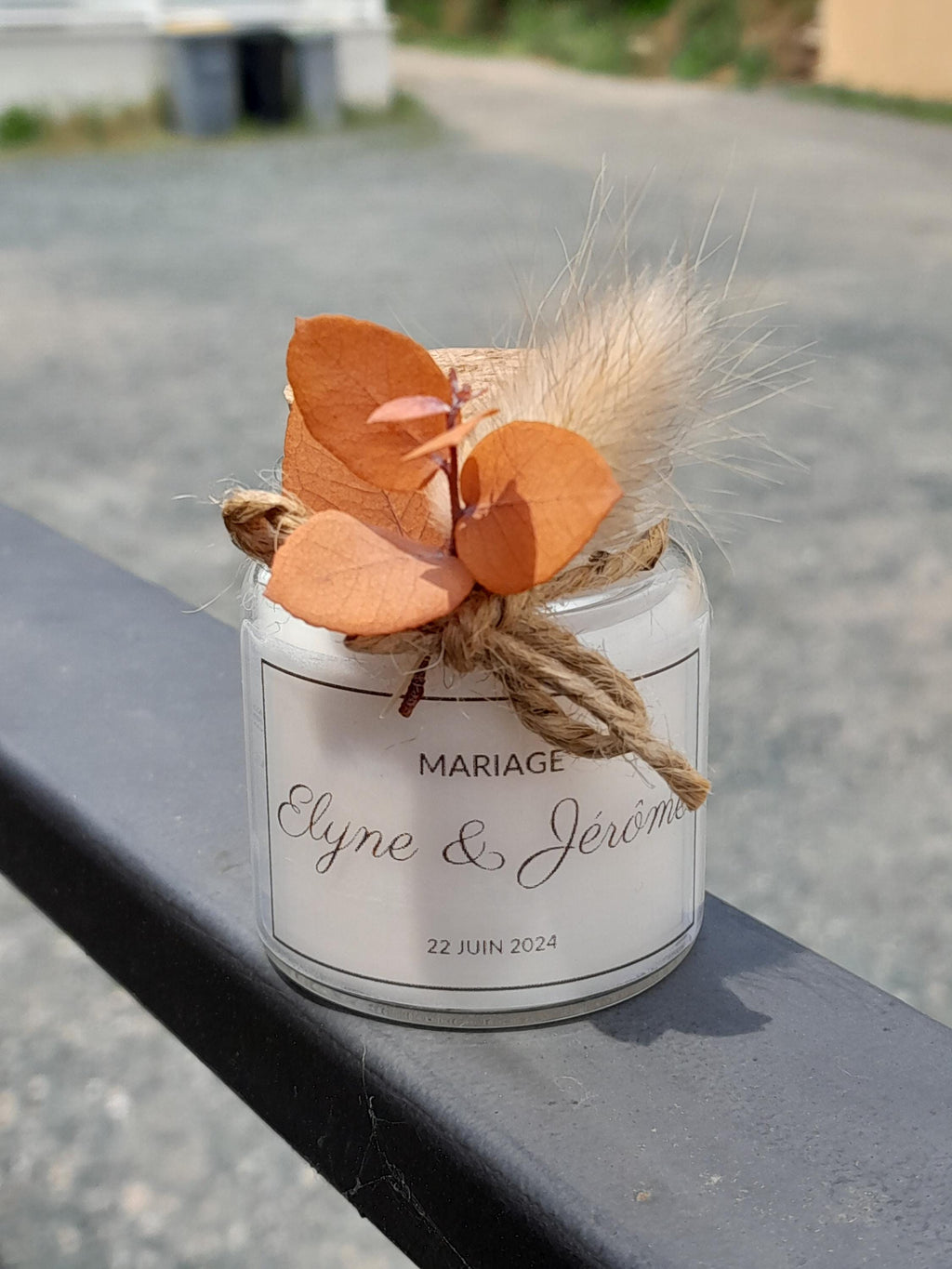 Bougie personnalisée cadeaux invités baptême-anniversaire-babyshower fille modèle liège 50ml